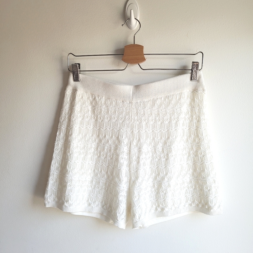 NWT Pointelle Crochet White Cream Women's Shorts Small